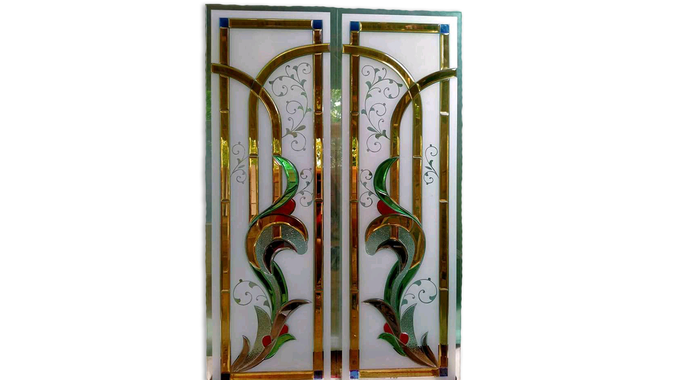 Inlay motif bunga Kaca patri palembang AZ